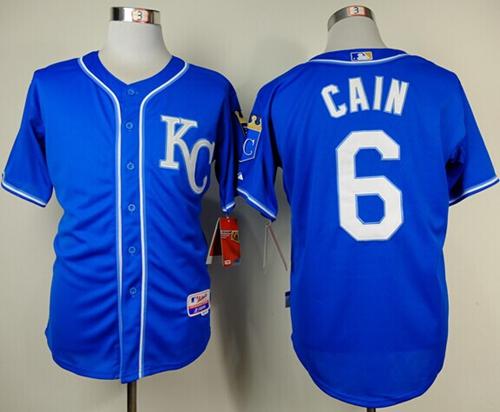Royals #6 Lorenzo Cain Light Blue Alternate 2 Cool Base Stitched MLB Jersey - Click Image to Close